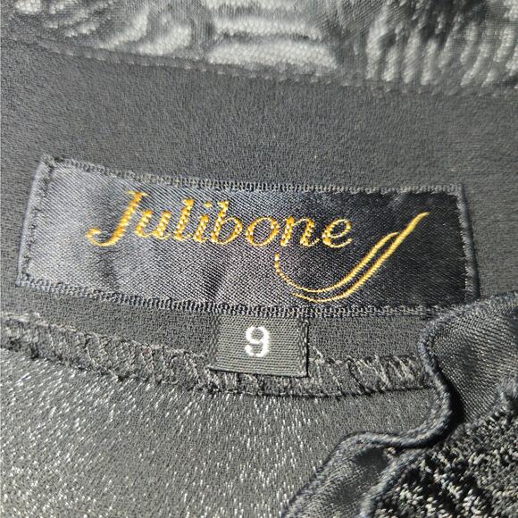 Julibone Womens Size 9 Blouse Black Neutral Career Embroidered Goth Whimsigoth - Picture 2 of 13